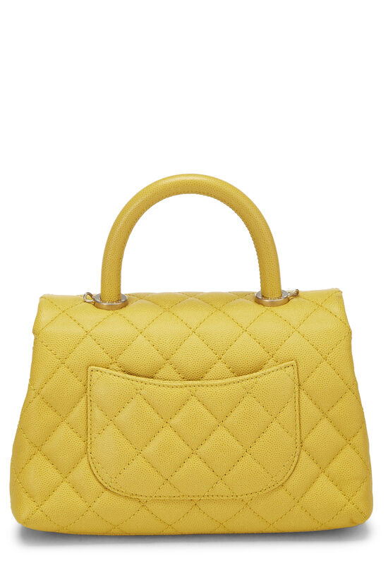 Chanel Yellow Quilted Caviar Coco Handle Bag Mini Q6BFSJ0FY9002