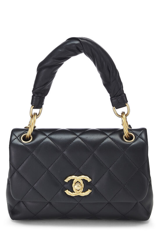 Chanel Black Quilted Lambskin Top Handle Flap Bag Q6B1G01IKB001