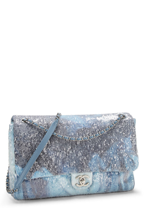 Chanel Blue Sequin Large Waterfall Single Flap Bag at 1stDibs  chanel  sequin waterfall bag, blue sequin chanel bag, chanel blue sequin bag