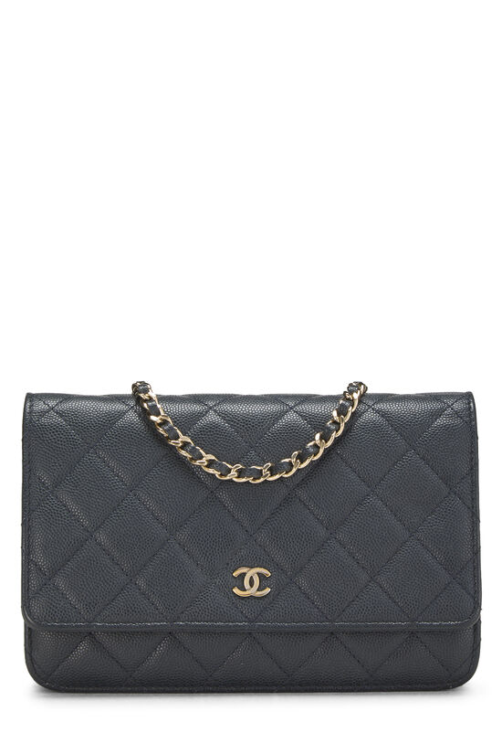 Navy Caviar Classic Quilted Wallet On Chain (WOC), , large image number 0