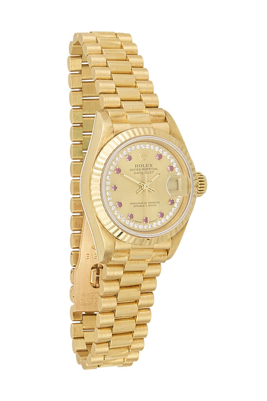 18K Gold Diamond Ruby Dial Datejust President 69178 26mm, , large image number 0