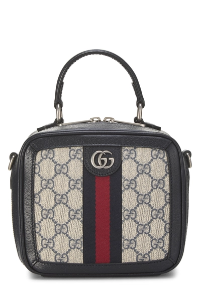 Gucci Navy GG Supreme Canvas Ophidia Top Handle Bag Mini