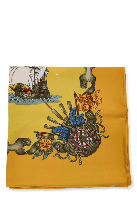 Orange & Multicolor 'Voiles de Lumiere' Silk Scarf 90, , large image number 1