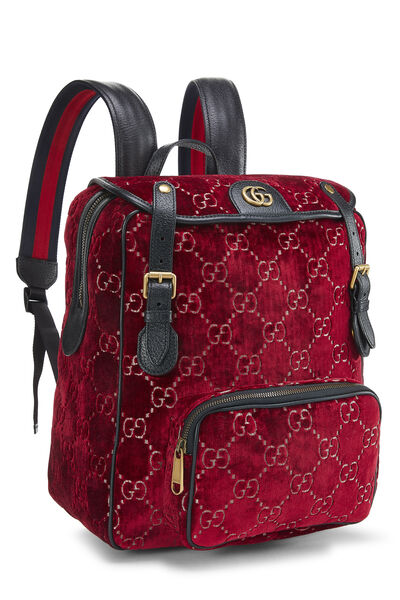 Red GG Velvet Backpack Small, , large