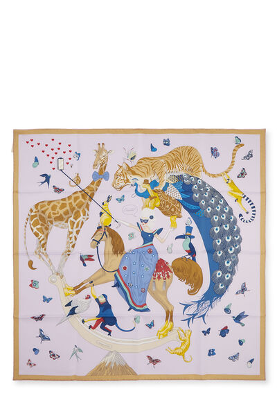 Lavender & Multicolor 'Herm&egrave;s Story' Silk Scarf 90