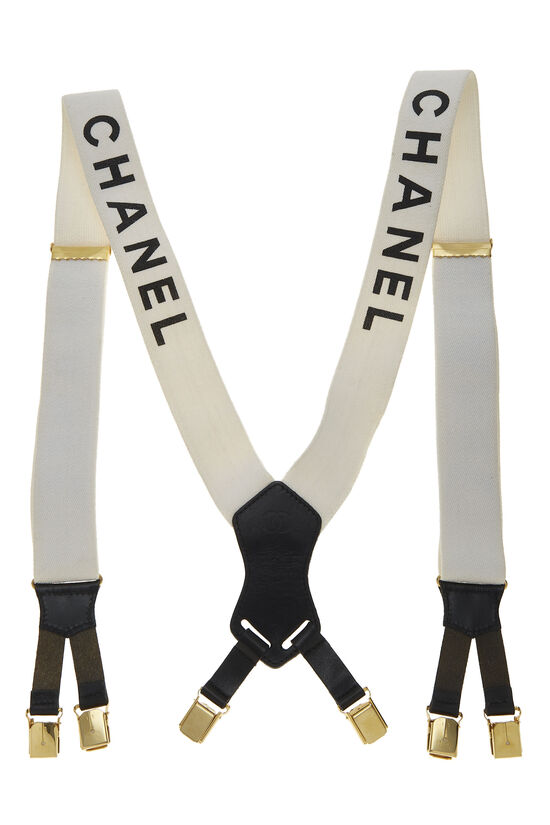 White Elastic Logo Suspenders, , large image number 1