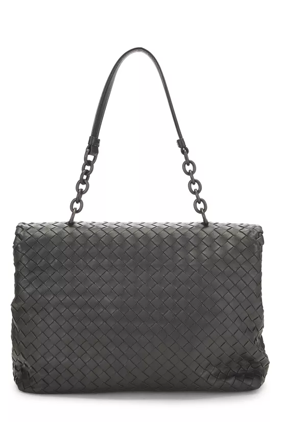 Grey Intrecciato Leather Olimpia Shoulder Bag Medium, , large image number 3