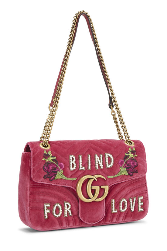 Pink Velvet GG Marmont Matelassé Shoulder Bag, , large image number 1