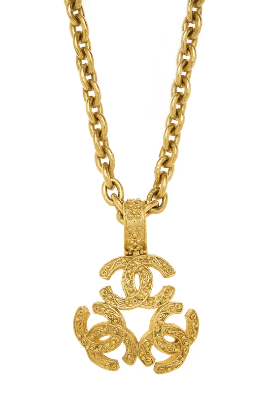 Gold Filigree 'CC' Round Necklace, , large image number 1