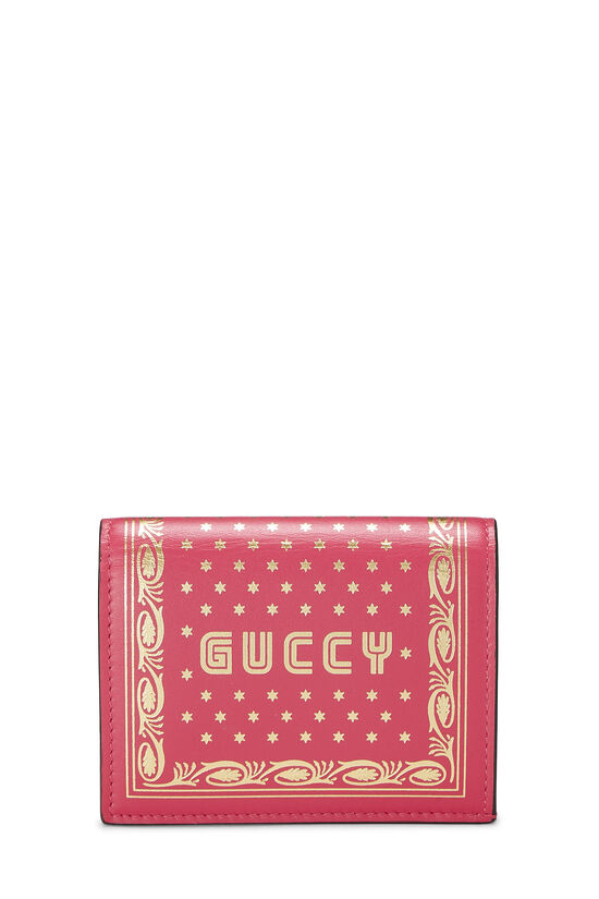 Pink Leather 'Guccy' Card Case Wallet, , large image number 1