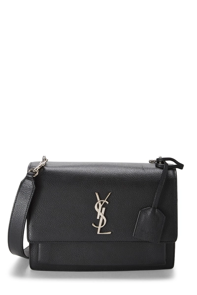 YSL Black Grainy Leather Sunset Medium