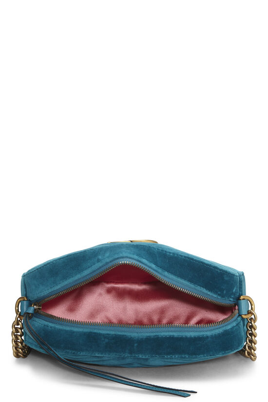 Blue Chevron Velvet GG Marmont Shoulder Bag Small, , large image number 5