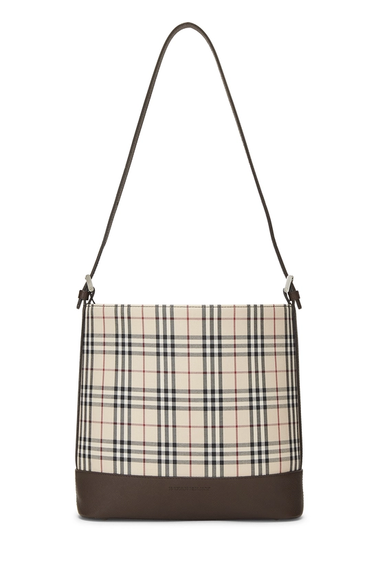Brown House Check Jacquard Bucket Shoulder Bag Small, , large image number 0