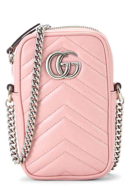 Pink Leather GG Marmont Vertical Crossbody Mini, , large image number 0