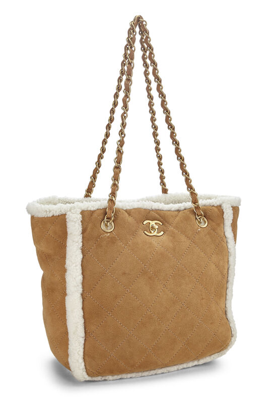 Brown Shearling 'Coco Neige' Shopping Tote Small, , large image number 1
