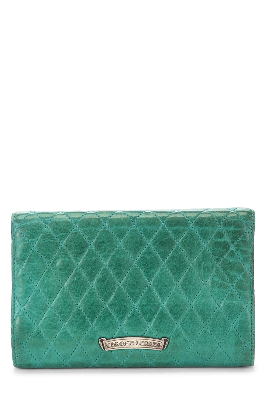 Green Leather Wave Cross Long Wallet, , large image number 2