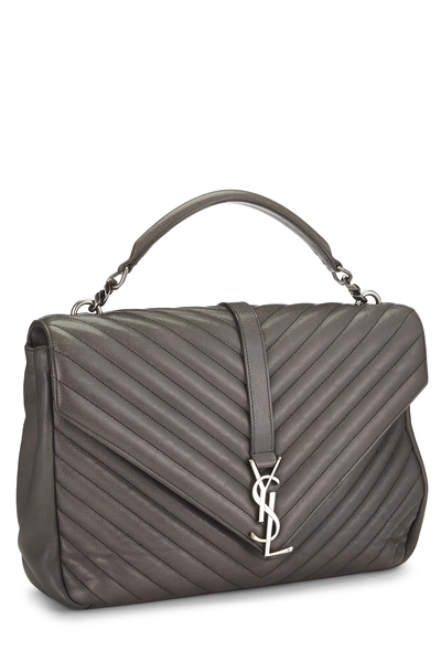 YSL Grey Chevron Leather College Large — photo 2