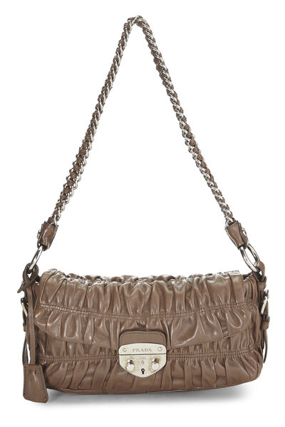 Brown Nappa Gaufre Shoulder Bag