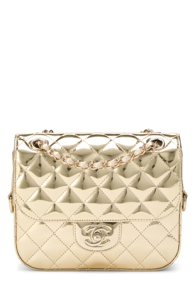 Chanel Gold Patent Leather Half Flap Mini