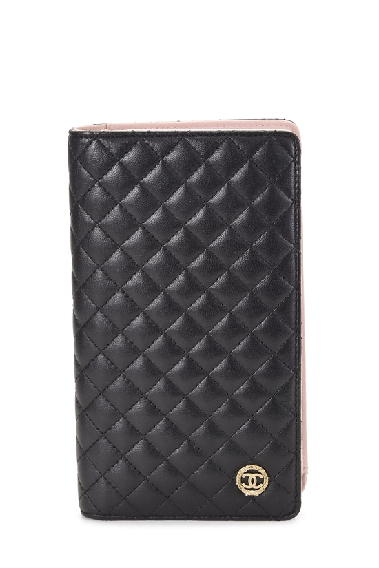 Black Quilted Lambskin Long Wallet, , large image number 0
