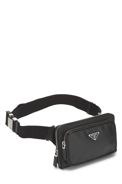 Black Saffiano Leather Belt Bag, , large