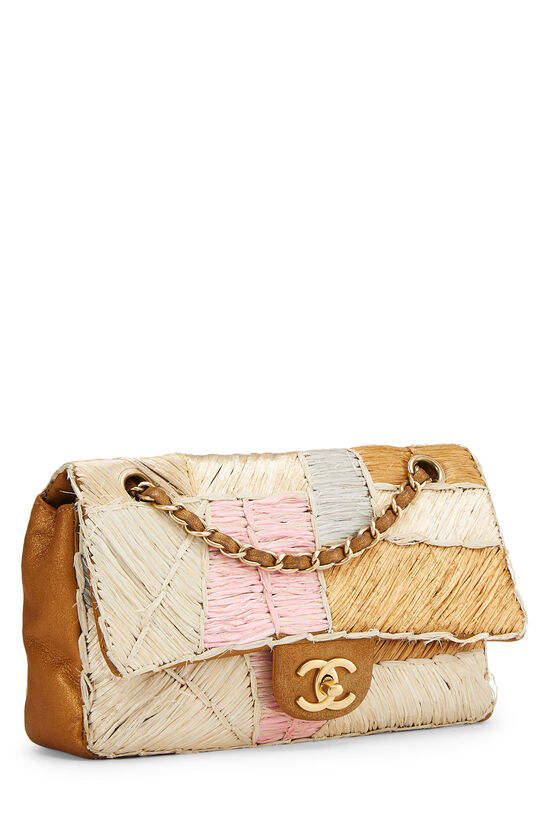 Multicolor Patchwork Raffia Classic Flap Small, , large image number 3