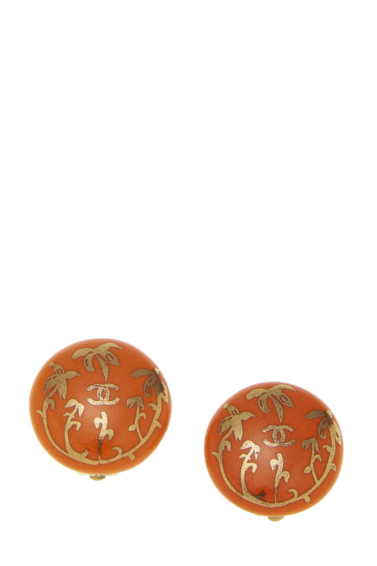Orange Acrylic Button Earrings, , large image number 0