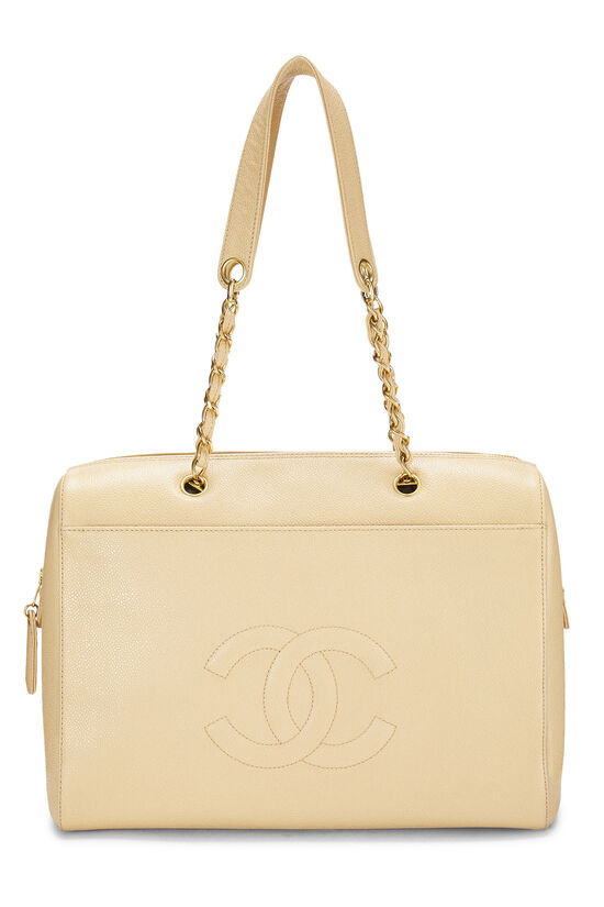 Beige Caviar Zip Tote Small, , large image number 1