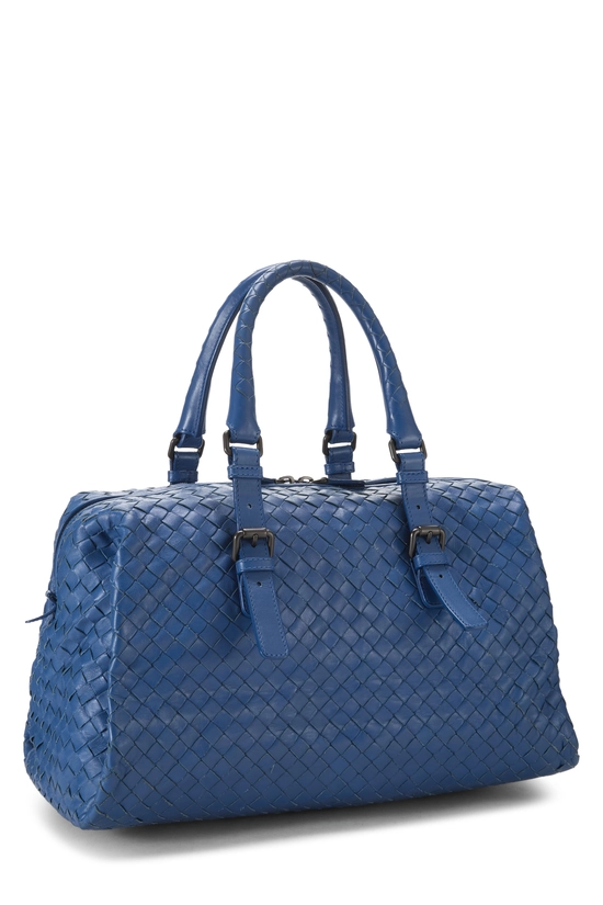 Blue Intrecciato Leather Boston, , large image number 1