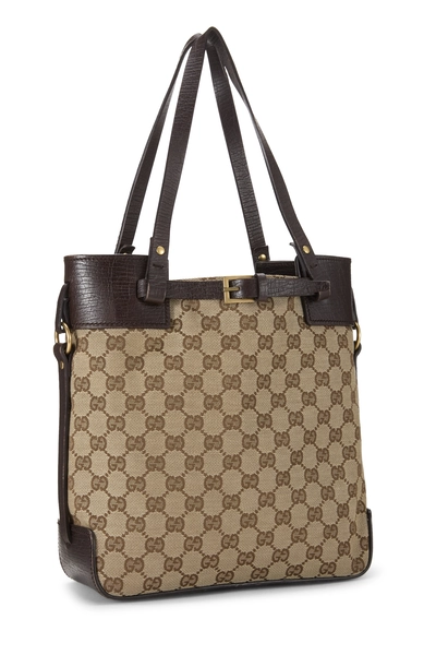 Brown Original GG Canvas Buckle Tote Small, , large