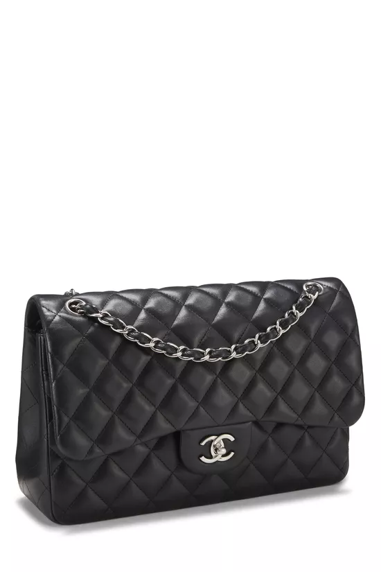 Black Quilted Lambskin New Classic Double Flap Jumbo, , large image number 1
