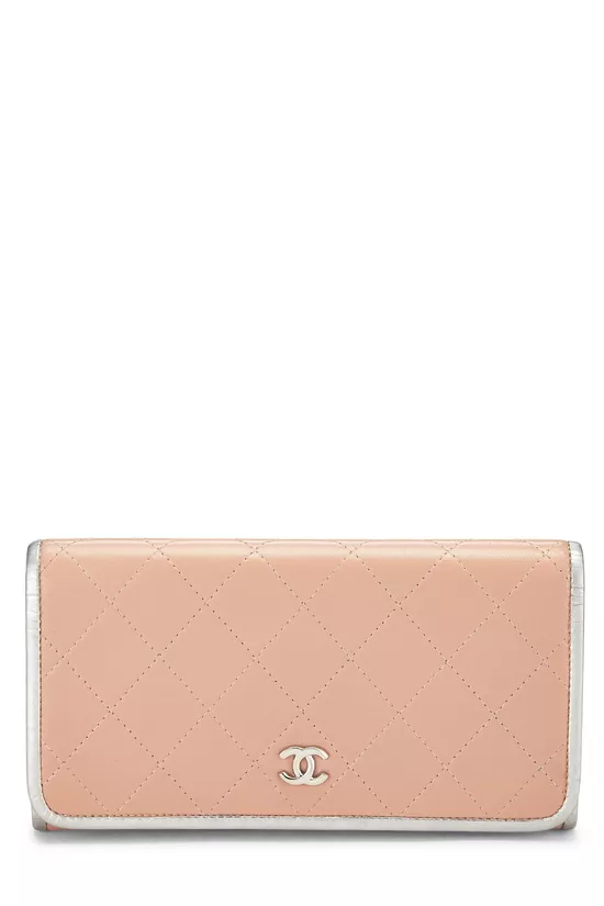 Pink & Silver Lambskin Long Wallet, , large image number 0