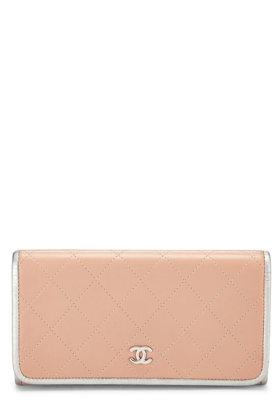 Pink & Silver Lambskin Long Wallet