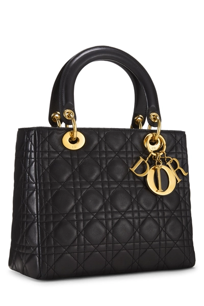 Black Cannage Quilted Lambskin Lady Dior Medium, , large