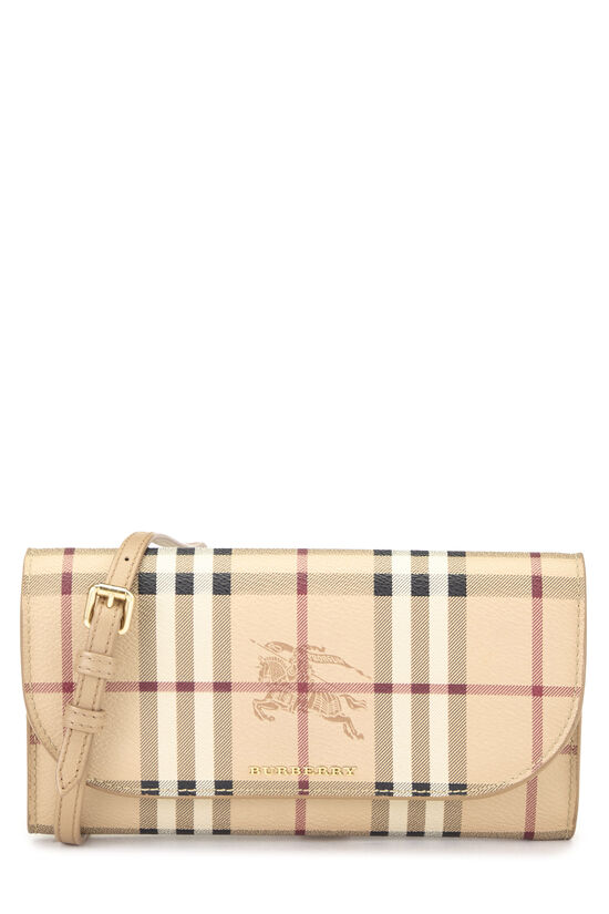 Beige Haymarket Check Henley Wallet On Chain (WOC), , large image number 0