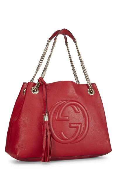 Red Leather Soho Chain Tote, , large