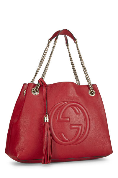 Red Leather Soho Chain Tote, , large