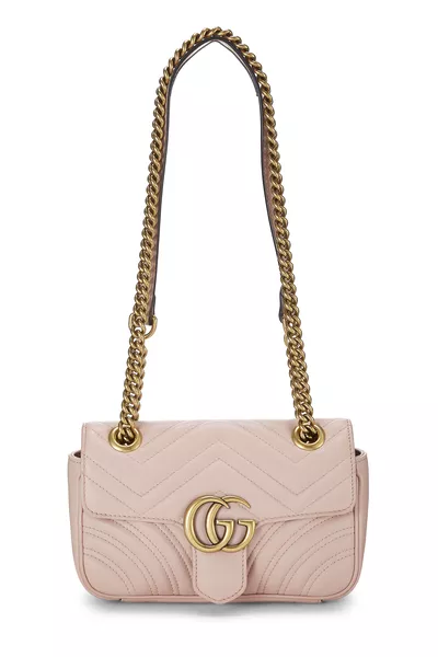 Pink Leather GG Marmont Shoulder Bag Mini
