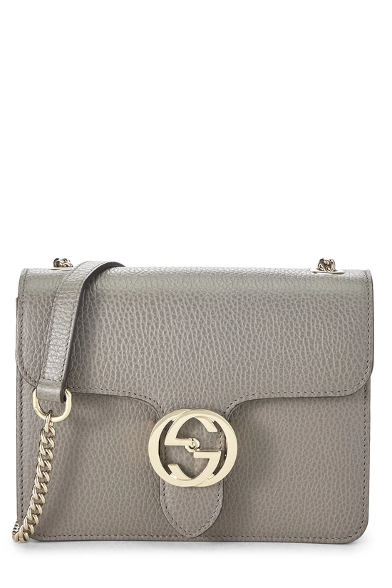 Grey Leather Interlocking Crossbody, , large image number 0