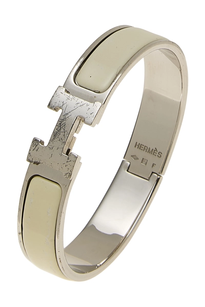 White Enamel Clic-Clac 'H' Bracelet Narrow