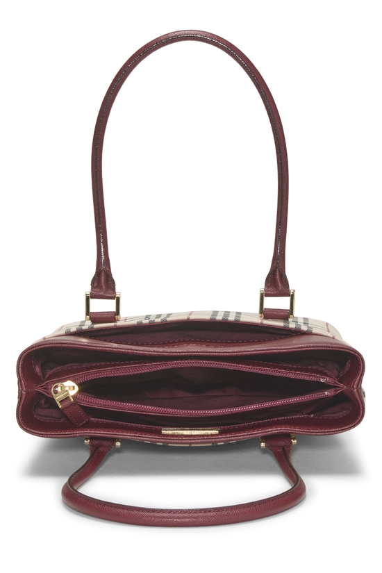 Burgundy Check Jacquard Handbag Mini, , large image number 5
