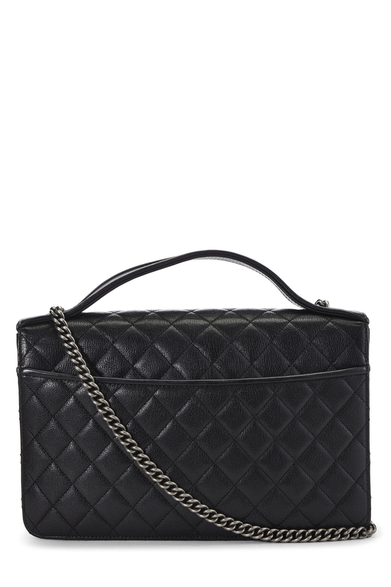 Black Goatskin 'CC' University Flap Bag, , large image number 3