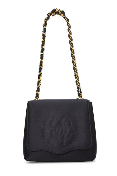 Black Satin Camellia Handbag Mini