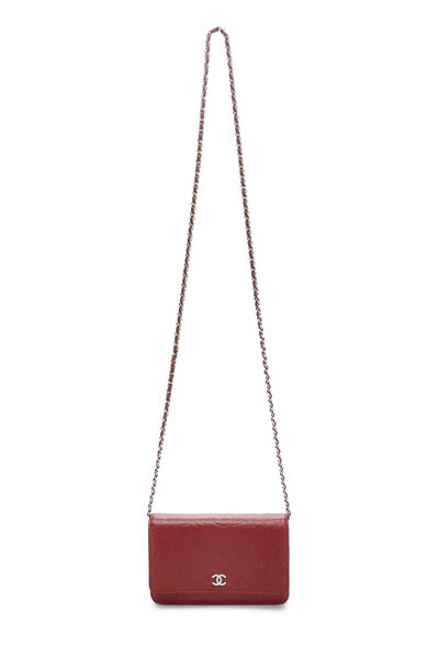 Red Lambskin Camellia Wallet on Chain (WOC), , large