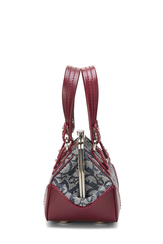 Burgundy & Navy Trotter Canvas Frame Satchel Handbag Mini, , large image number 2