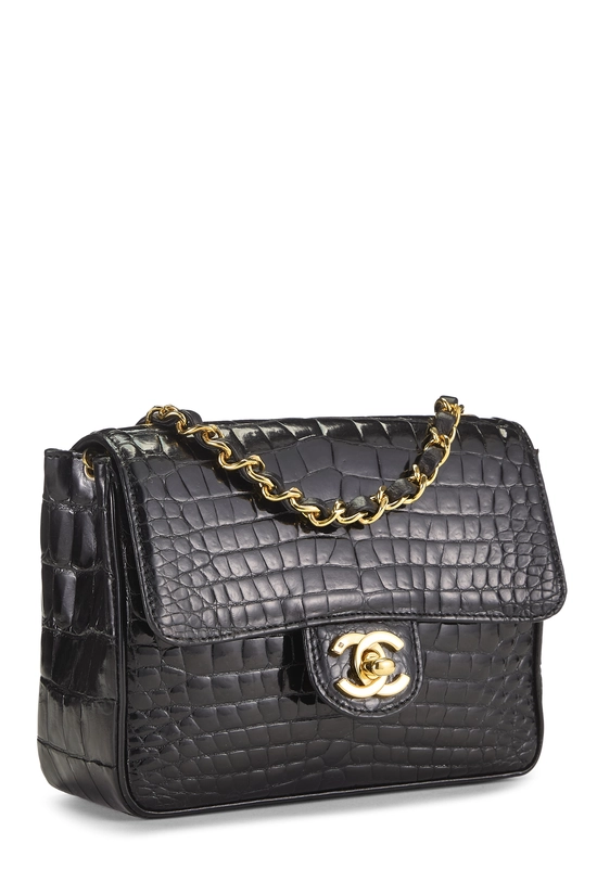 Black Crocodile Square Flap Mini, , large image number 1