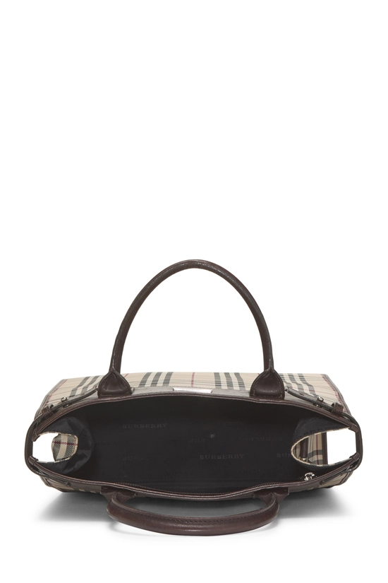 Brown Nylon House Check Convertible Tote Medium, , large image number 5