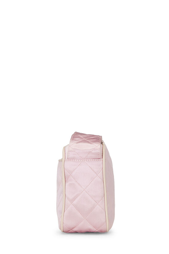 Pink Quilted Satin 'CC' Shoulder Bag Small, , large image number 3
