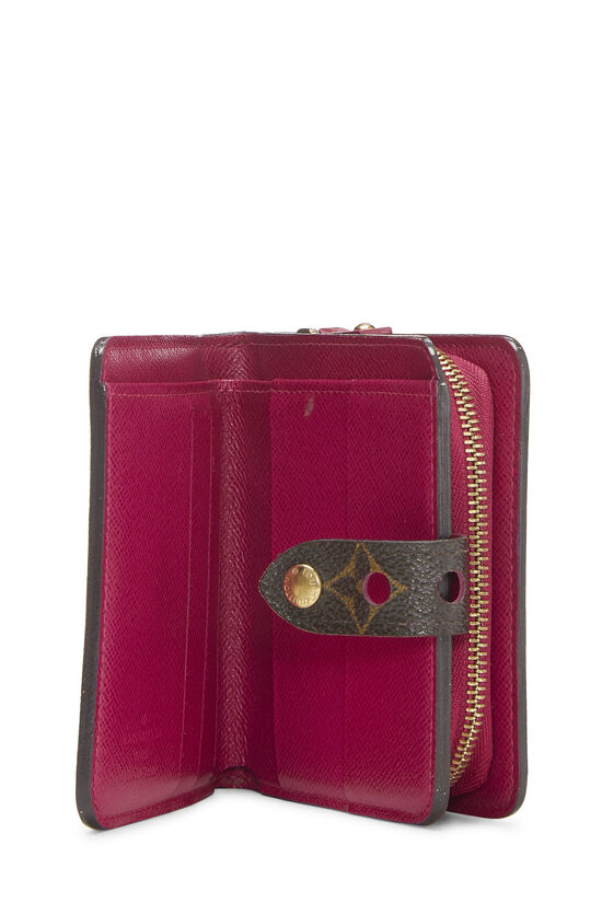 Pink Monogram Perforated Compact Zip Wallet, , large image number 3