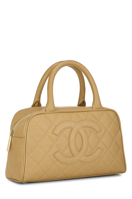 Beige Quilted Caviar Bowler Small, , large image number 1